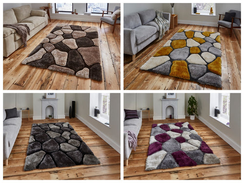 Noble House 3D Pebble Hand Tufted Shaggy Rug (Various Colours)