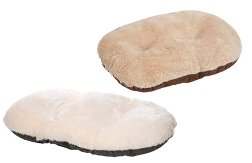 Gor Pets Suede & Faux Fur Nordic Oval Cushion (Brown or Grey)