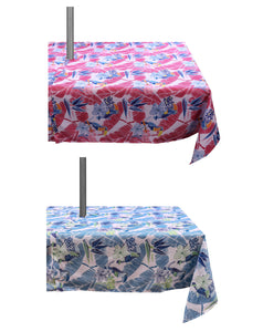 Parrot Tablecloth with Zip & Parasol Hole (Pink or Turquoise)