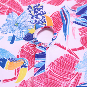 Parrot Tablecloth with Zip & Parasol Hole (Pink or Turquoise)