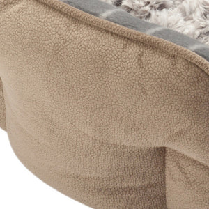 Petface Grey Check & Bamboo Oval Bed (Various Sizes)