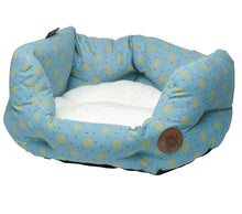 Load image into Gallery viewer, Petface Marine Spot Oval Bed with Faux Sheepskin Cushion (Various Sizes)