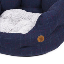 Load image into Gallery viewer, Petface Midnight Tweed Oval Bed with Faux Fur Cushion (Various Sizes)