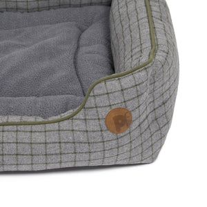 Petface Moss Green & Grey Check Square Bed (3 Sizes)