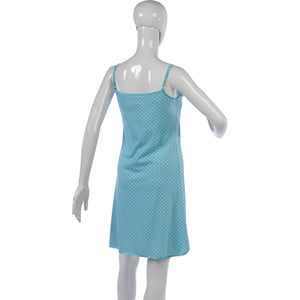 Ladies Combed Cotton Polka Dot Chemise S - XL (Aqua or Pink)