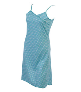 Ladies Combed Cotton Polka Dot Chemise S - XL (Aqua or Pink)
