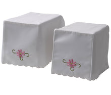Load image into Gallery viewer, Satin Feel Embroidered Flower Square Arm Caps (Pink or Yellow)