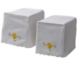 Satin Feel Embroidered Flower Square Arm Caps (Pink or Yellow)
