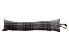 Load image into Gallery viewer, Purple Blue &amp; Grey Check Wool 3ft Draught Excluder