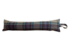 Load image into Gallery viewer, Purple Blue &amp; Grey Check Wool 3ft Draught Excluder