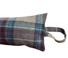 Load image into Gallery viewer, Purple Blue &amp; Grey Check Wool 3ft Draught Excluder
