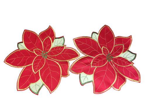 Christmas Floral Poinsettia Pair of Placemats 13