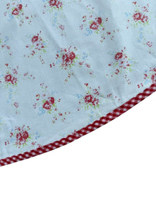 Floral & Gingham Round Tablecloth 54” with One Pack of Napkins (Red or Blue)
