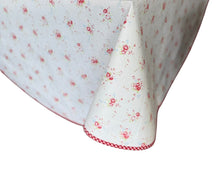 Load image into Gallery viewer, Floral &amp; Gingham Round Tablecloth 54” with One Pack of Napkins (Red or Blue)