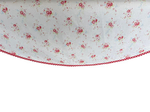 Floral & Gingham Round Tablecloth 54” with One Pack of Napkins (Red or Blue)
