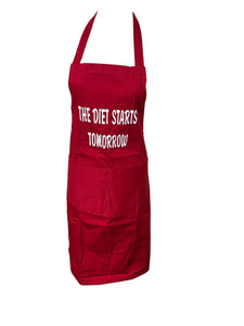 Novelty “Diet starts tomorrow” Bib Apron (2 Colours)