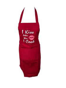 Novelty “I Kiss Better Than I Cook” Bib Apron (4 Colours)