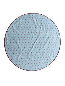 Floral & Gingham Round Tablecloth 54” with One Pack of Napkins (Red or Blue)