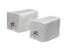 Load image into Gallery viewer, Pink Rose Arm Caps &amp; Chair Backs Scalloped Trim Furniture Antimacassar