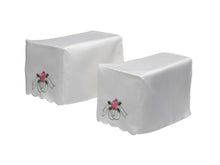 Load image into Gallery viewer, Pink Rose Arm Caps &amp; Chair Backs Scalloped Trim Furniture Antimacassar