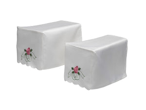 Pink Rose Arm Caps & Chair Backs Scalloped Trim Furniture Antimacassar