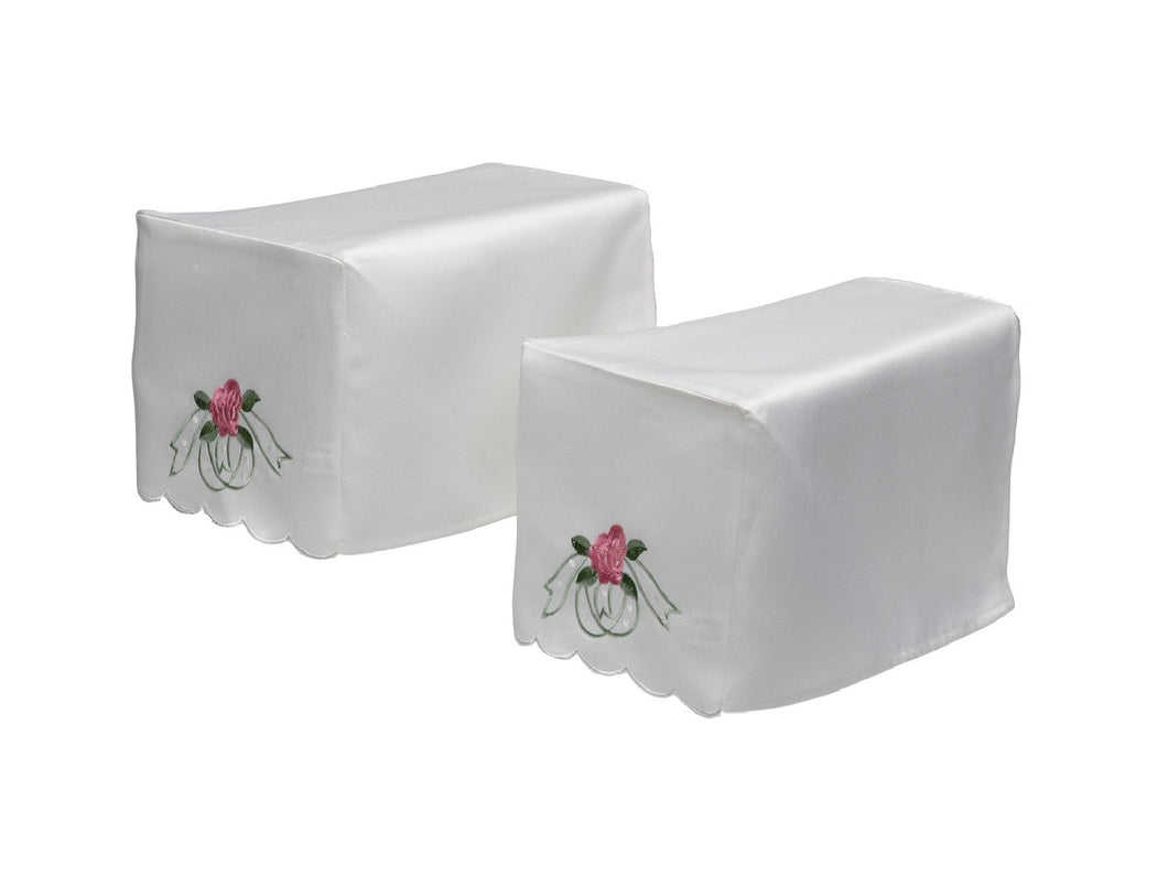 Pink Rose Arm Caps & Chair Backs Scalloped Trim Furniture Antimacassar