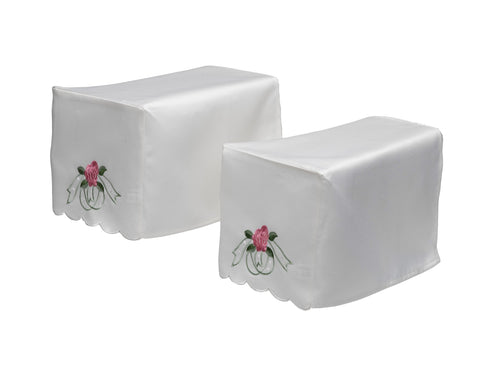 Pink Rose Arm Caps & Chair Backs Scalloped Trim Furniture Antimacassar