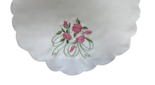 Load image into Gallery viewer, Pink Rose Arm Caps &amp; Chair Backs Scalloped Trim Furniture Antimacassar