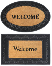 Load image into Gallery viewer, Hardwearing Coir Welcome Mat with Rubber Frame 75cm x 45cm (2 Shapes)