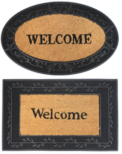 Hardwearing Coir Welcome Mat with Rubber Frame 75cm x 45cm (2 Shapes)