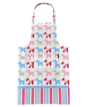 Load image into Gallery viewer, Scottie Dogs &amp; Stripes Cotton Bib Apron 65cm x 80cm (Blue)