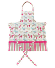 Load image into Gallery viewer, Scottie Dogs &amp; Stripes Cotton Bib Apron 65cm x 80cm (Pink)