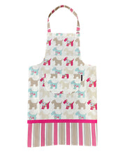 Load image into Gallery viewer, Scottie Dogs &amp; Stripes Cotton Bib Apron 65cm x 80cm (Pink)