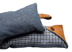 Harris Tweed Double Sided Draught Excluder with Leather Detail (Various Designs)