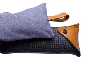 Harris Tweed Double Sided Draught Excluder with Leather Detail (Various Designs)