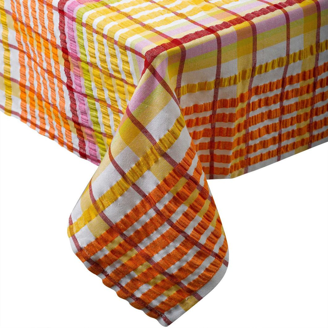 Seersucker 100% Cotton Bright Tablecloths (Various Colours & Sizes)