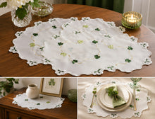 Load image into Gallery viewer, Pack of 4 Embroidered Shamrock Doilies (4 Sizes)