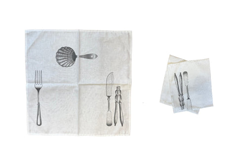 Seafood Themed Linen Napkins 43cm x 43cm (Pack of 10)