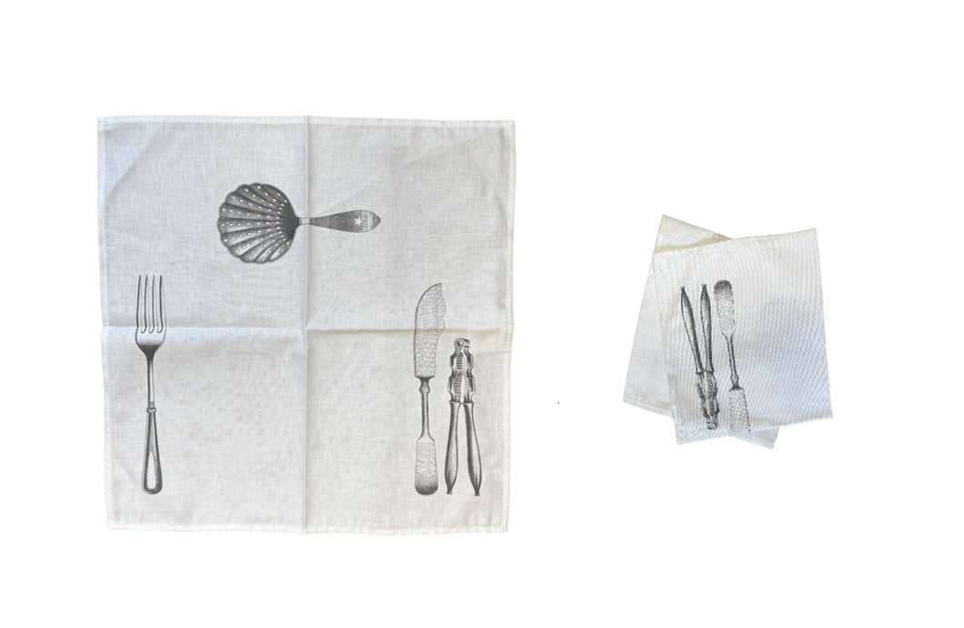 Seafood Themed Linen Napkins 43cm x 43cm (Pack of 10)
