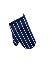 Load image into Gallery viewer, Navy &amp; White Stripe Quilted Cotton Oven Glove Gauntlet
