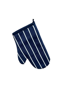 Navy & White Stripe Quilted Cotton Oven Glove Gauntlet