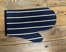 Load image into Gallery viewer, Navy &amp; White Stripe Quilted Cotton Oven Glove Gauntlet