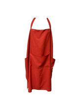 Load image into Gallery viewer, Red Linen Loose Smock Apron with Deep Pockets 42” x 38”