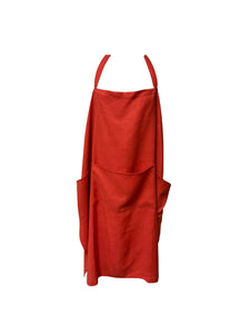 Red Linen Loose Smock Apron with Deep Pockets 42” x 38”