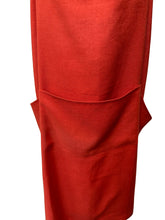 Load image into Gallery viewer, Red Linen Loose Smock Apron with Deep Pockets 42” x 38”