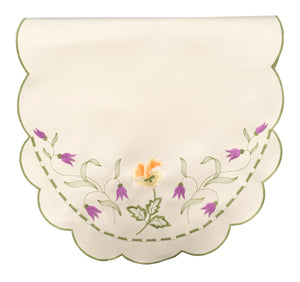 Spring Embroidered Flower Square Arm Caps & Chair Backs