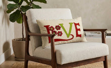 Load image into Gallery viewer, Luxury LOVE Cushion in Cream, Red &amp; Lime Green with Beaded Detail