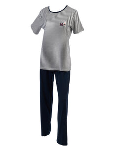 Ladies Striped Cupcake Detail Pyjamas S - XL (Navy Blue or Red)