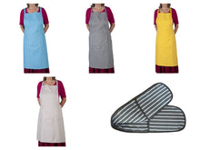 Load image into Gallery viewer, Butchers Stripe Printed Cotton Bib Apron or Double Oven Glove