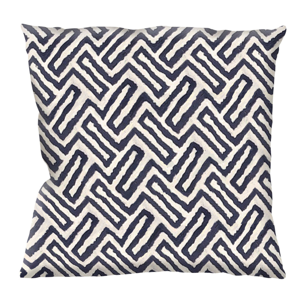 Blue Geometric Outdoor Water Resistant Seat Pad or Cushion